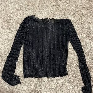 Black sheer sparkly long sleeve top